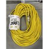 Image 1 : AS NEW HEAVY DUTY 200FT INDOOR OUTDOOR 3 WIRE GROUNDED ELECTRICAL CORD, YELLOW 16AWG