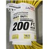 Image 2 : AS NEW HEAVY DUTY 200FT INDOOR OUTDOOR 3 WIRE GROUNDED ELECTRICAL CORD, YELLOW 16AWG