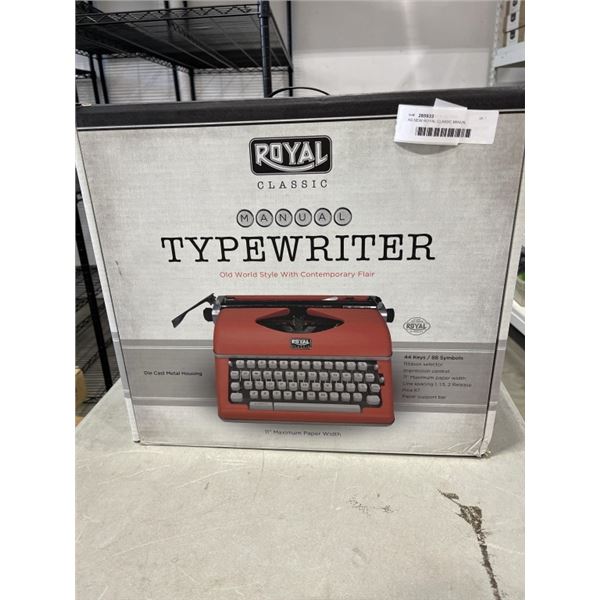 AS NEW ROYAL CLASSIC MANUAL TYPEWRITER