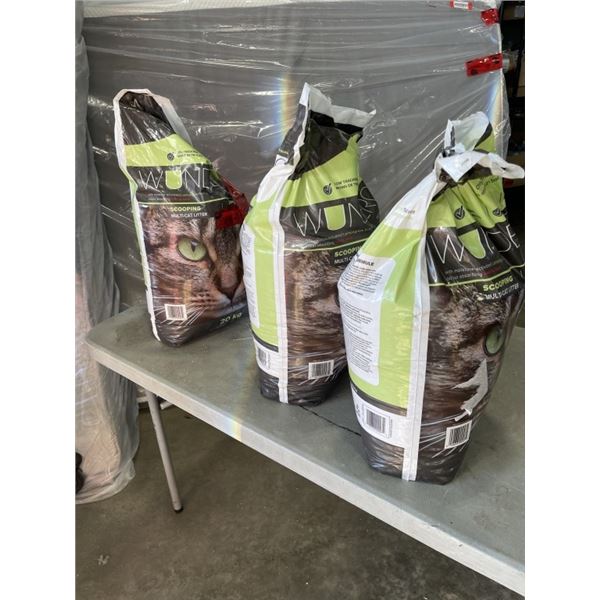 3 BAGS OF WUNDERCAT 20KG CAT LITTER, 2 ARE OPENED
