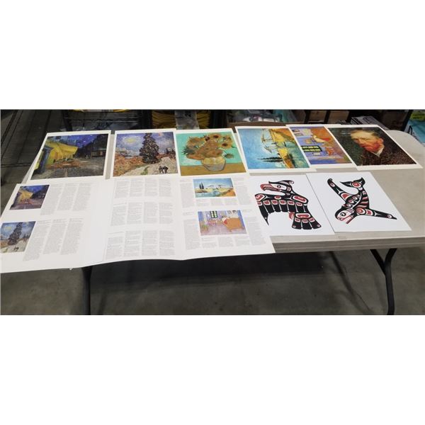VAN GOGH POSTER BOOK AND 2 NATIVE PRINTS