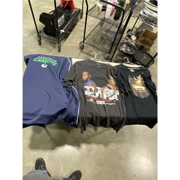 LEBRON SHIRT, BOXING SHIRT, AND CANUCKS SWEATER