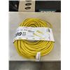 Image 1 : AS NEW HEAVY DUTY 200FT INDOOR OUTDOOR 3 WIRE GROUNDED ELECTRICAL CORD, YELLOW 12AWG