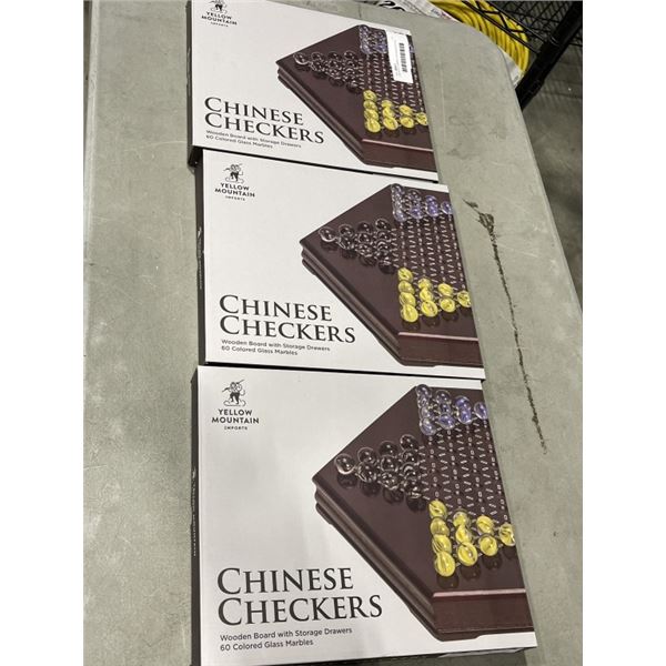 3 SETS OF CHINESE CHECKERS WITH 60 GLASS MARBLES