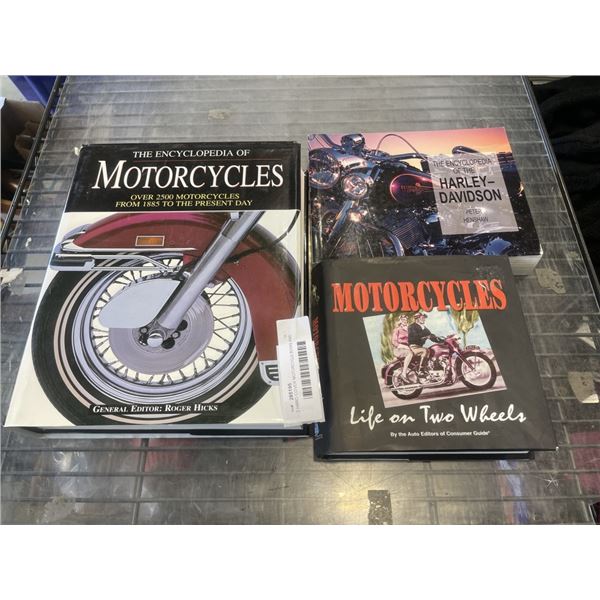 2 HARD COVER MOTORCYCLE BOOKS AND HARLEY DAVIDSON BOOK