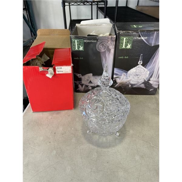 3 LEAD CRYSTAL CANDY DISH SETS