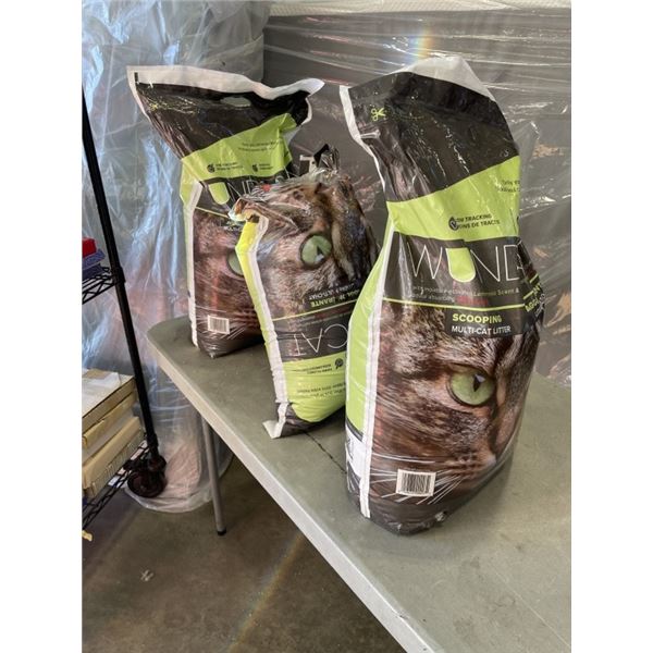 3 BAGS OF WUNDERCAT 20KG CAT LITTER, 2 ARE OPENED