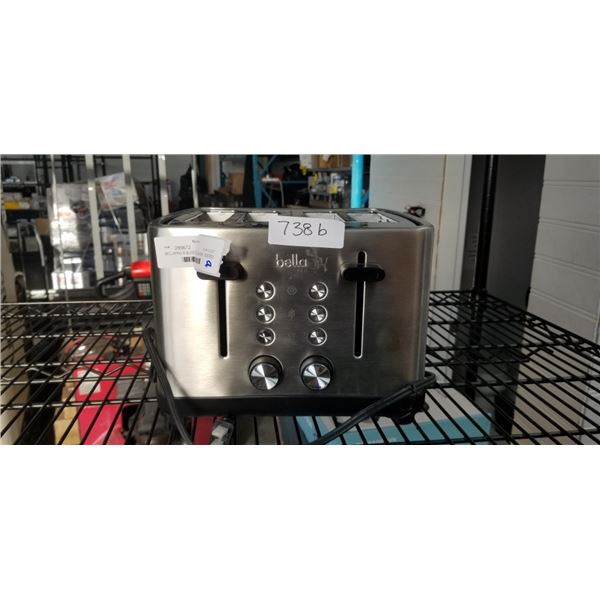 AS NEW BELLAPRO 4 SLICE STAINLESS TOASTER - TESTED WORKING, RETAIL $118