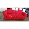 Image 1 : RED FABRIC ROLLED ARM SOFA