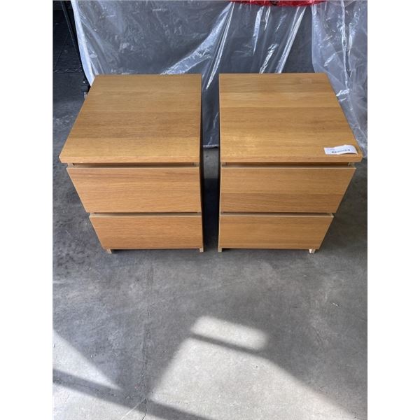 PAIR OF 2 DRAWER WOOD FINISH NIGHTSTANDS