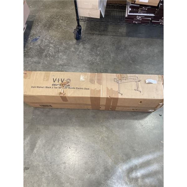 VIVO DARK WALNUT/BLACK 2 TIER 48"X 24" MOBILE ELECTRIC DESK