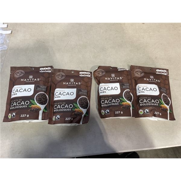 LOT OF 4 BAGS OF  NEW NAVITAS ORGANIC CACAO NIBS