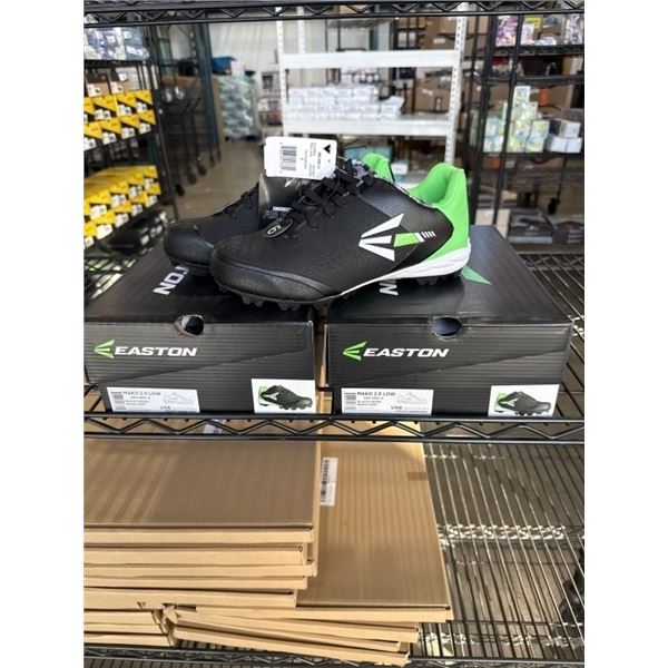 2 NEW PAIRS OF EASTON MAKO 2.0 LOW BLACK / GREEN BASEBALL / SPORTS CLEATS SIZE US 6 YOUTH