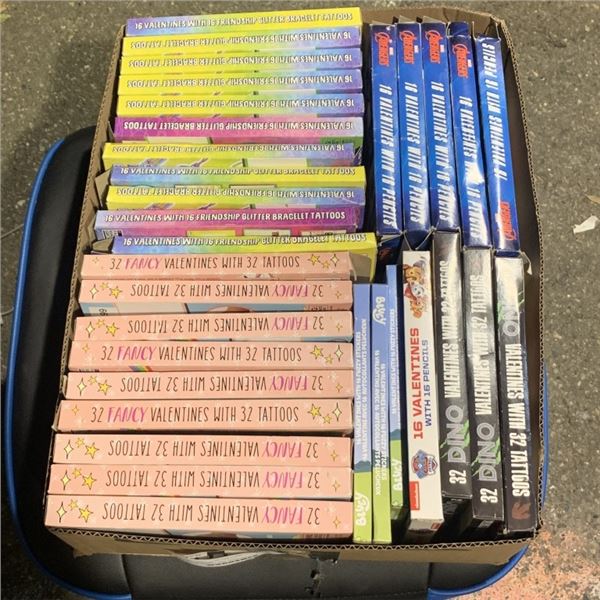 BOX OF VARIOUS NEW VALENTINE'S DAY CARD SETS