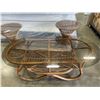 Image 4 : 4PC RATTAN AND GLASS COFFEE AND END TABLE SET