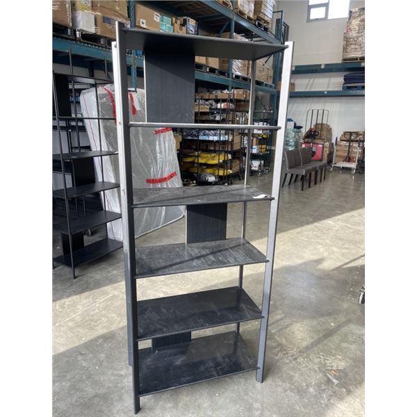 IKEA JATTESTA  BLACK METAL AND WOOD BOOK SHELVE 31" X 77" X 16"