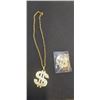 Image 3 : 2 LARGE COSTUME DOLLAR SIGN NECKLACES AND TANGLED LADIES NECKLACE