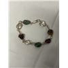 Image 1 : HAND CRAFTED SILVER W/ SEMI PRECIOUS STONES BRACELET, 925 STERLING SILVER LOBSTER CLASP
