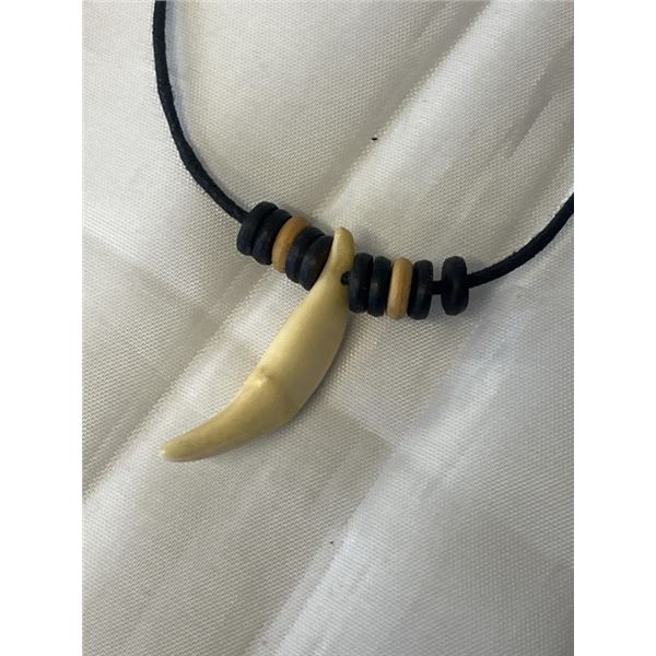 WHALE TOOTH PENDANT W/ CORD NECKLACE
