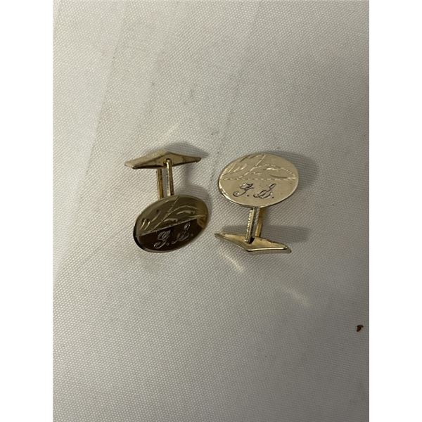PAIR OF VINTAGE GOLD PLATED STERLING SILVER HINGED CUFFLINKS, HAND POLISHED, EACH MARKED STERLING SM
