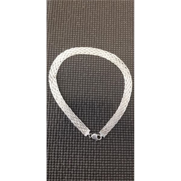 925 STERLING SILVER BRAIDED CHAIN NECKLACE MARKED 925 ITALY