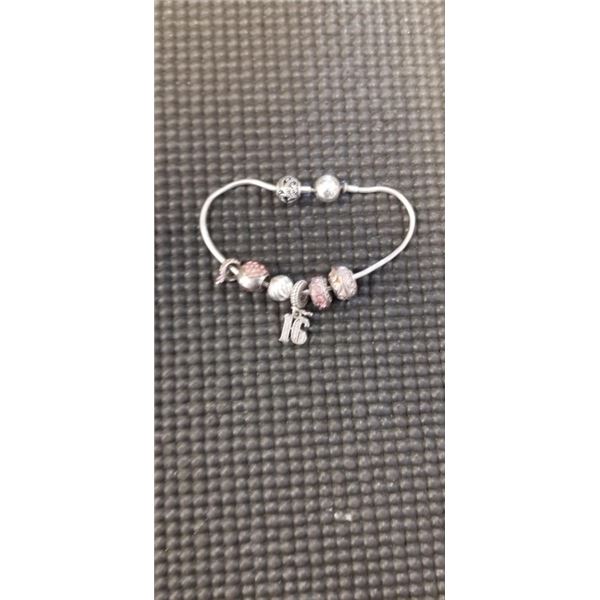 925 STERLING SILVER PANDORA CHARM BRACELET W/ CHARMS