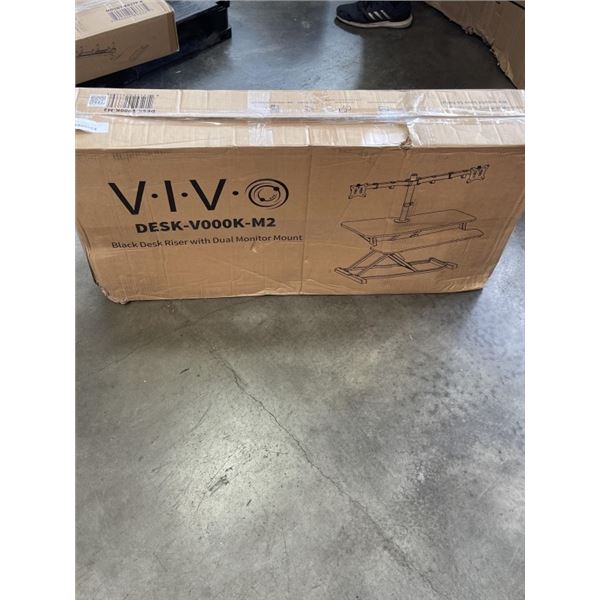 VIVO BLACK DESK RISER WITH DUAL MONITOR MOUNTS