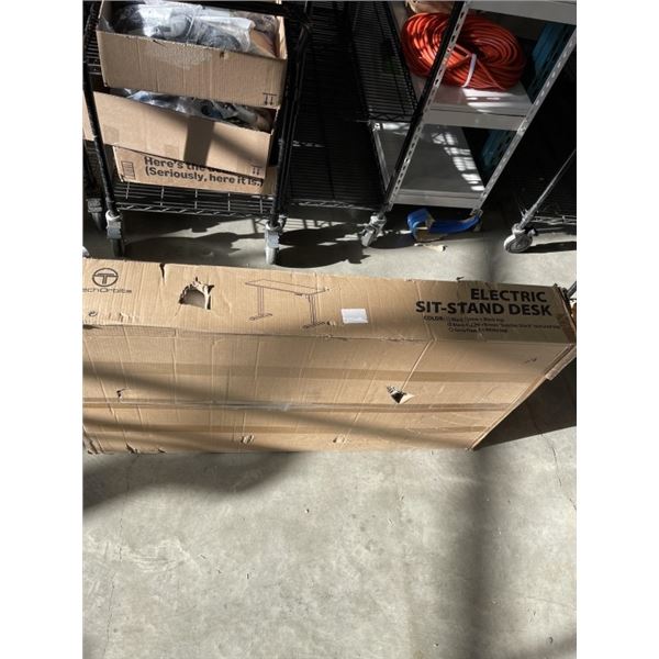 TECHORBITS ELECTRIC SIT TO STAND DESK BLACK FRAME AND BROWN TABLE TOP