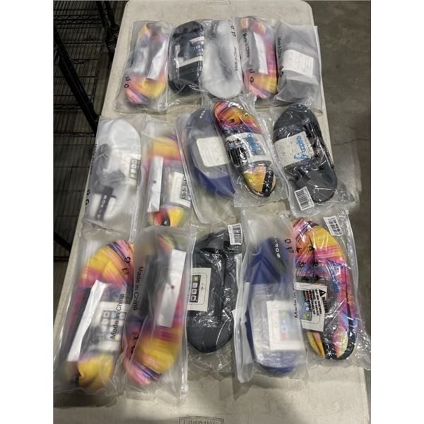 LOT OF VARIOUS WATER SHOES AND WET BAGS