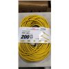 Image 1 : AS NEW HEAVY DUTY 200FT INDOOR OUTDOOR 3 WIRE GROUNDED ELECTRICAL CORD, YELLOW 14AWG
