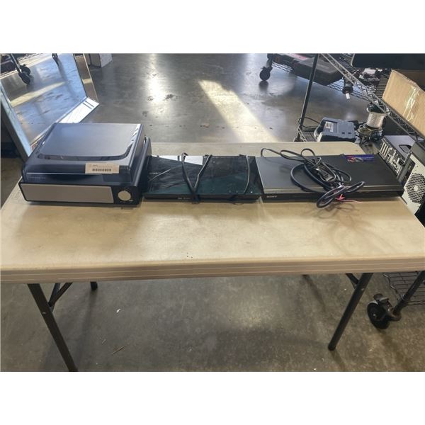 LOT OF ELECTRONICS RECORD PLAYER BLU RAY PLAYER AND DVD PLAYER