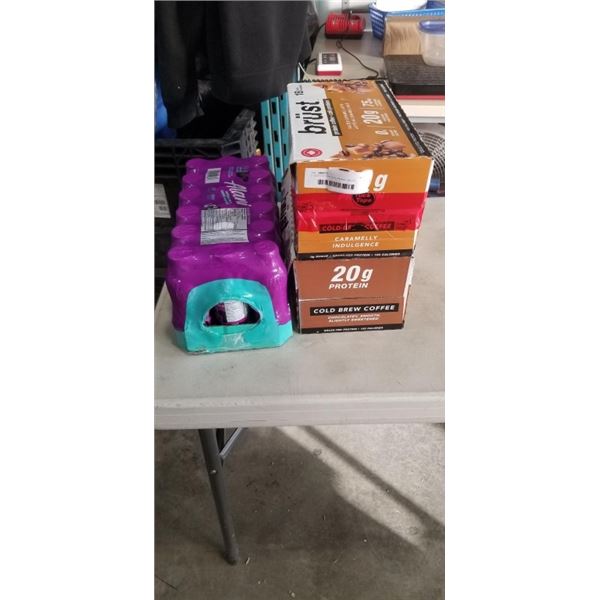 3 CASES OF PROTEIN DRINKS - BRUST CARAMEL AND CHOCOLATE, AND ALANI COOKIE AND CREAM