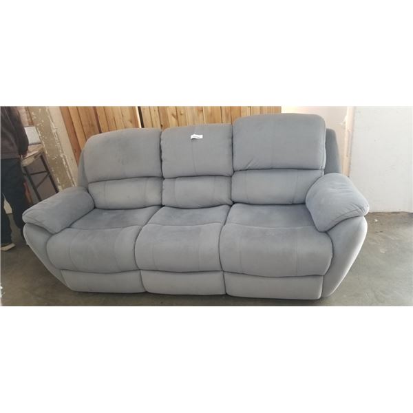 STERLING GREY RECLINER SOFA, RARELY USED, RETAIL PURCHASE PRICE $1524.98 BEFORE TAX, TESTED WORKING,