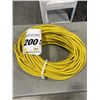 Image 1 : AS NEW HEAVY DUTY 200FT INDOOR OUTDOOR 3 WIRE GROUNDED ELECTRICAL CORD, YELLOW 12AWG