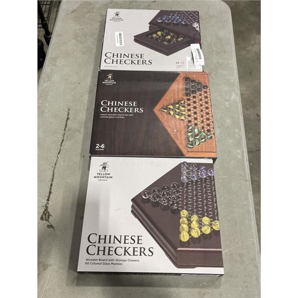 3 SETS OF CHINESE CHECKERS WITH 60 GLASS MARBLES
