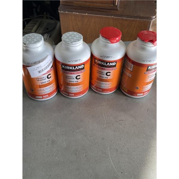 4 TUBS OF KIRKLAND VITAMIN C, 500 TABLETS PER, 2029 EXP