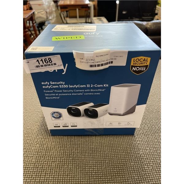 EUFY EUFYCAM 3 WIRE-FREE 4K ULTRA HD OUTDOOR SECURITY CAMERA W/ SOLAR 3 PACK - TESTED WORKING, RETAI