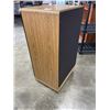 Image 4 : OAK GLASS DOOR ROLLING AUDIO CABINET