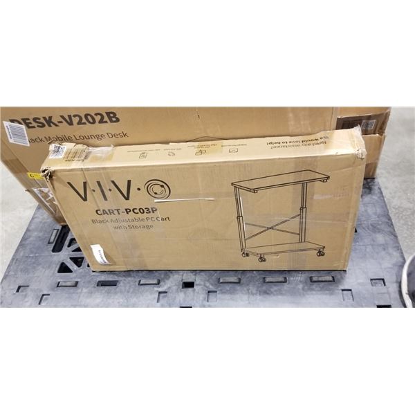 VIVO BLACK ADJUSTABLE PC CART WITH STORAGE