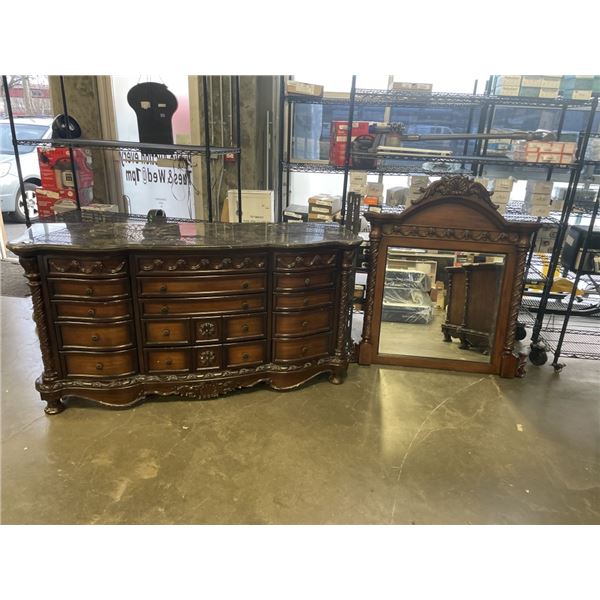 12 DRAWER SOLID WOOD DRESSER W/ MIRROR