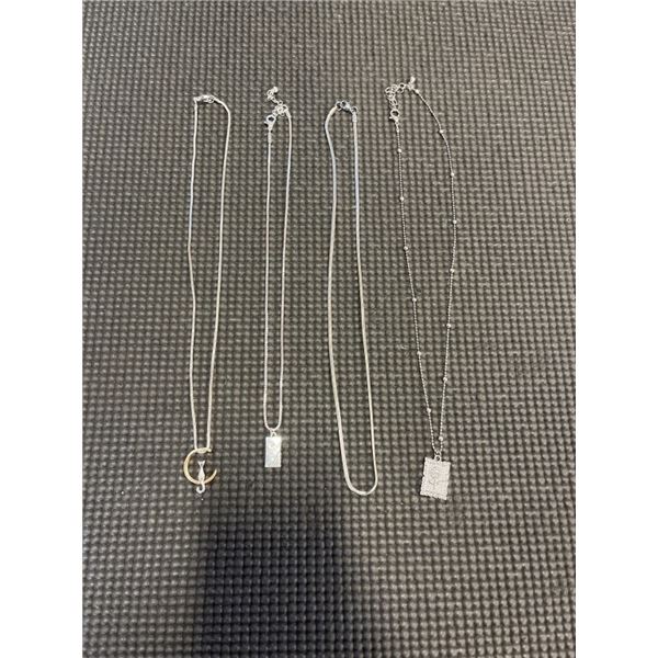 4 SILVER TONE NECKLACES