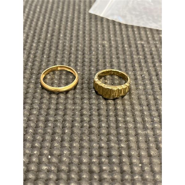 2 STAMPED GOLD TONE RINGS