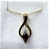 Image 1 : GOLD PLATED STERLING SILVER NATURAL GARNET (0.48CT) AND CZ PENDANT WITH GOLD PLATED STERLING SILVER 