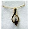 Image 3 : GOLD PLATED STERLING SILVER NATURAL GARNET (0.48CT) AND CZ PENDANT WITH GOLD PLATED STERLING SILVER 