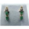 Image 2 : GOLD PLATED STERLING SILVER NATURAL EMERALD (0.96CT) AND CZ EARRINGS, W/A $1000.00. EMERALD IS THE B