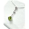 Image 3 : 14KT WHITE GOLD NATURAL PERIDOT (1.30CT) AND DIAMOND (0.12CT) PENDANT WITH STERLING SILVER CHAIN , W