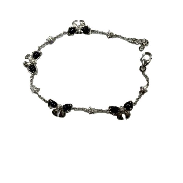 STERLING SILVER NATURAL BLUE SAPPHIRE (3CT) WITH CZ (0.42CT) BRACELET, W/A $1100.00. SAPPHIRE IS THE