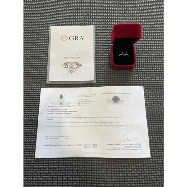 3.00 CT GRA CERTIFIED ROUND BRILLIANT CUT MOISSANITE STONE VVS BLACK COLOR WITH 12 ROUND BRILLIANT C