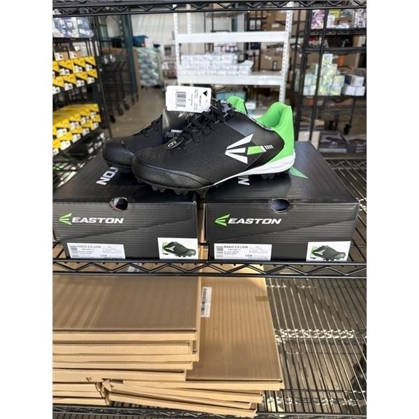 2 NEW PAIRS OF EASTON MAKO 2.0 LOW BLACK / GREEN BASEBALL / SPORTS CLEATS SIZE US 6 YOUTH