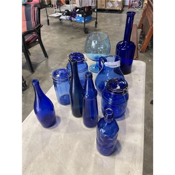 LOT OF VINTAGE BLUE GLASS